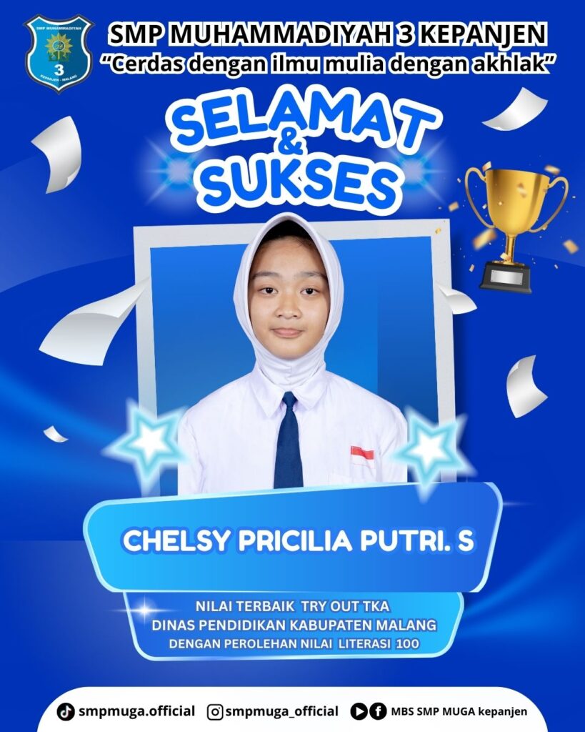 Siswi SMP Muhammadiyah 3 Kepanjen Raih Nilai 100 pada Try Out TKA Kabupaten Malang